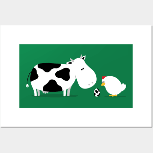 Cow and chick and an egg Posters and Art